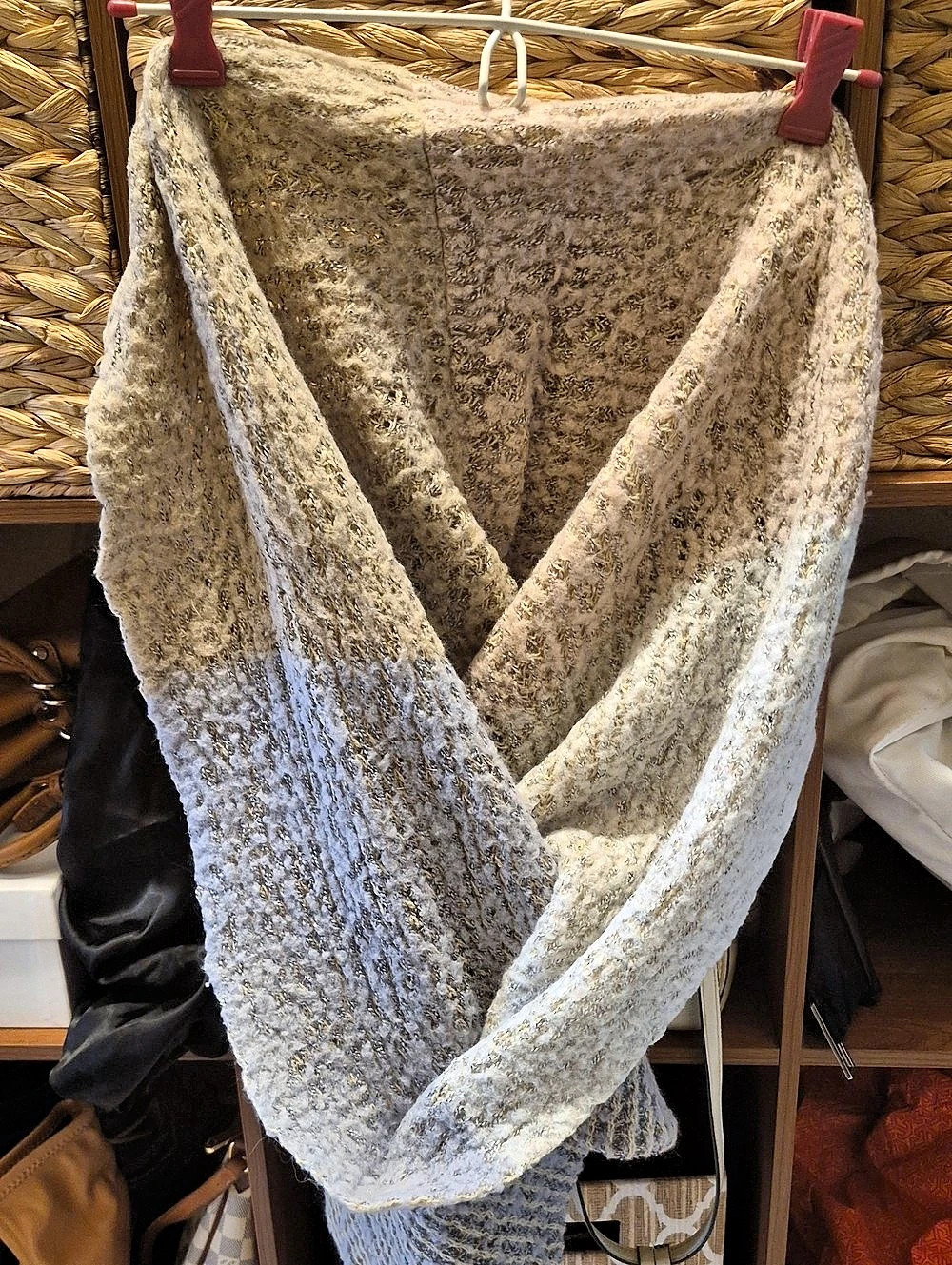Textured Infinity in Cream & Baby Blue Like New